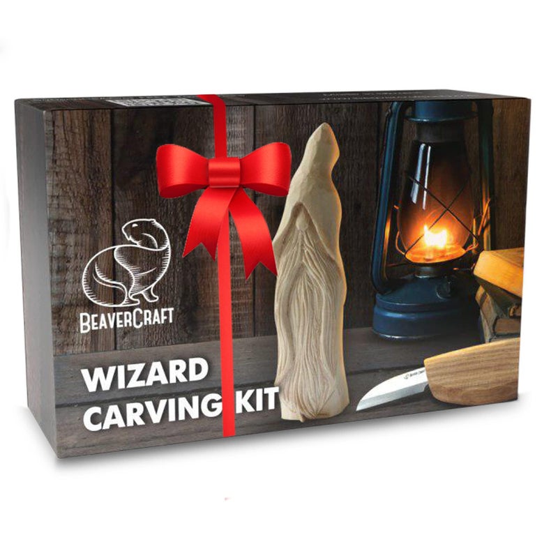 BeaverCraft Whittling Kit for Beginners, Wood Carving Kit for Beginners - Wood Carving Tools Woodworking Kit for Adults and Teens - Whittling Knife Kit with Wood Blocks - Wood Carving Set DIY03 Wizard - Image 1
