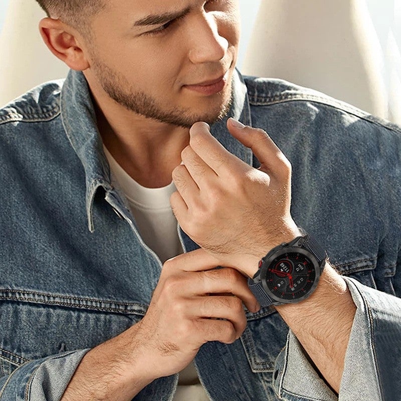 إيروريكس سوار ساعة Garmin Fenix 8 Amoled مقاس 51 مم مصنوع من النايلون المحبوك مزود بخطاف وحلقة (رمادي) - Image 5