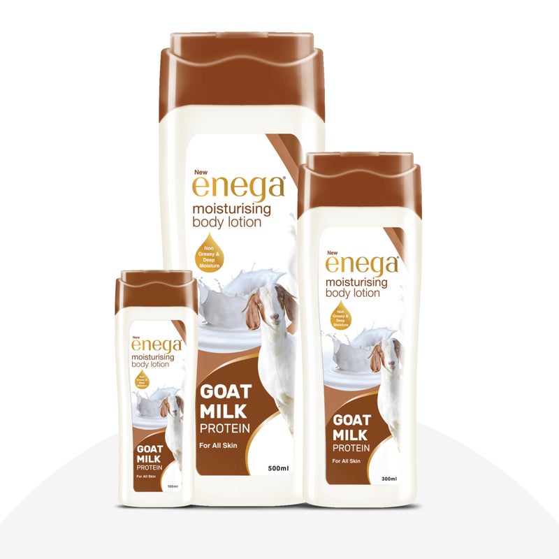 Enega Goat Milk Protein For All Skin Non Grassy & Deep Nourish Moisturizing Body Lotion for Men & Women - Pack of 3(100 ML,300 ML,500 ML) - Image 1