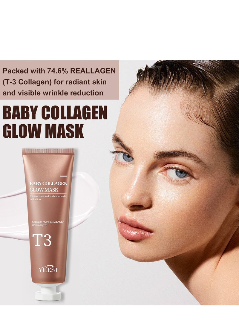ييلست قناع T3 Collagen Pestlo، قناع Baby Collagen Glow، قناع تقشير T3 Collagen، قناع شد المسام للعناية بالبشرة المضادة للتجاعيد، قناع لف الكولاجين، شد مرونة الجلد (70 مل) - Image 5