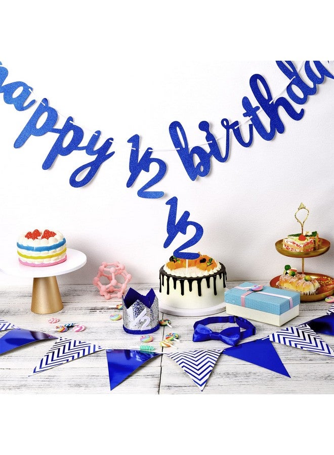 Epakh مجموعة لافتات عيد الميلاد السعيد اللامع 6 أشهر، لافتات عيد الميلاد السعيد 1/2، لافتة علم مثلثة لعيد الميلاد السعيد 1/2، توبر كيك 1/2، تاج عيد الميلاد، قبعة، ربطة عنق (أزرق) - Image 5