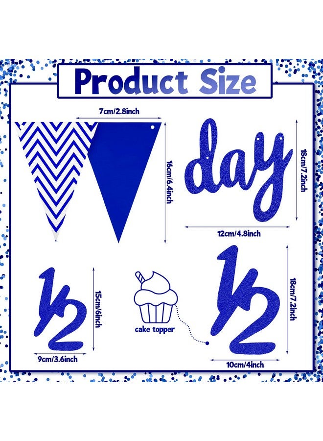 Epakh مجموعة لافتات عيد الميلاد السعيد اللامع 6 أشهر، لافتات عيد الميلاد السعيد 1/2، لافتة علم مثلثة لعيد الميلاد السعيد 1/2، توبر كيك 1/2، تاج عيد الميلاد، قبعة، ربطة عنق (أزرق) - Image 3