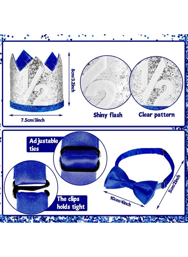 Epakh مجموعة لافتات عيد الميلاد السعيد اللامع 6 أشهر، لافتات عيد الميلاد السعيد 1/2، لافتة علم مثلثة لعيد الميلاد السعيد 1/2، توبر كيك 1/2، تاج عيد الميلاد، قبعة، ربطة عنق (أزرق) - Image 4