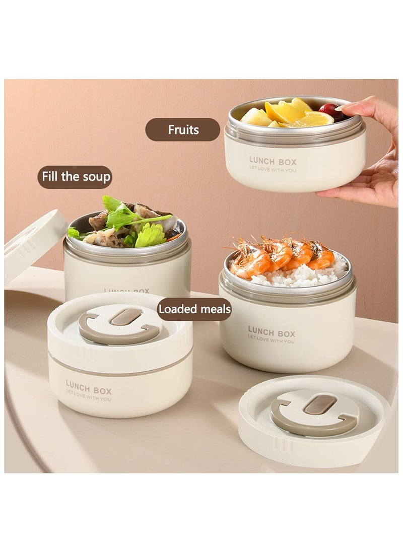 Kids Thermal Bento Lunch Box Set for School, Insulated Lunch Containers With Bag,Separate Stackable Lunch Container, Microwaveable Lunch Box Bento Box for Adults & Kids (3-Layer, White)