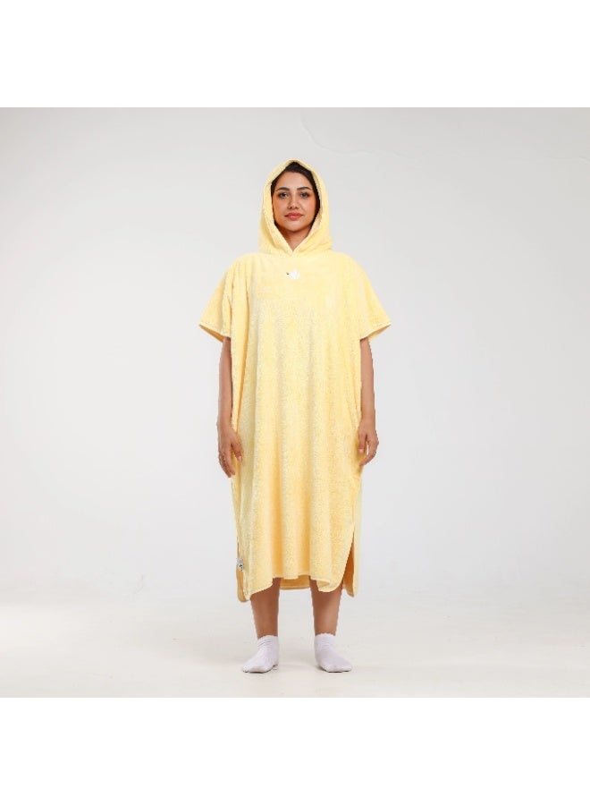 Relef Unisex Bathrobe Cappa Style with Hood, Quick-Dry Microfiber Coral Fleece, Yellow, Size 90×110cm - Image 1