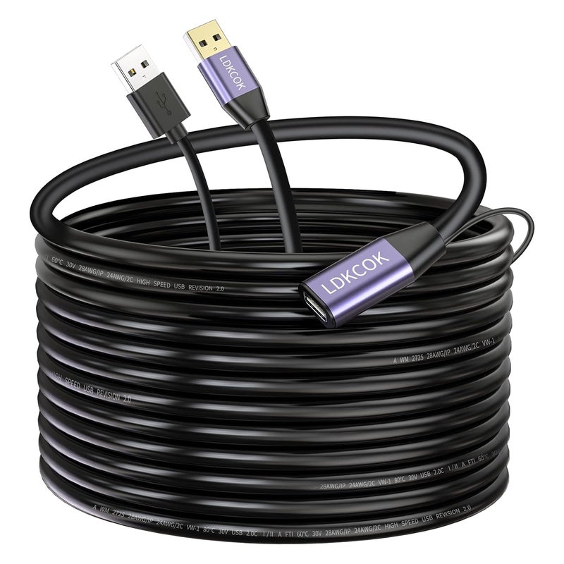 كابل تمديد نشط من USB 2.0 من نوع A ذكر إلى أنثى بطول 30 قدم، سرعة عالية 480 ميجابت في الثانية - Image 1