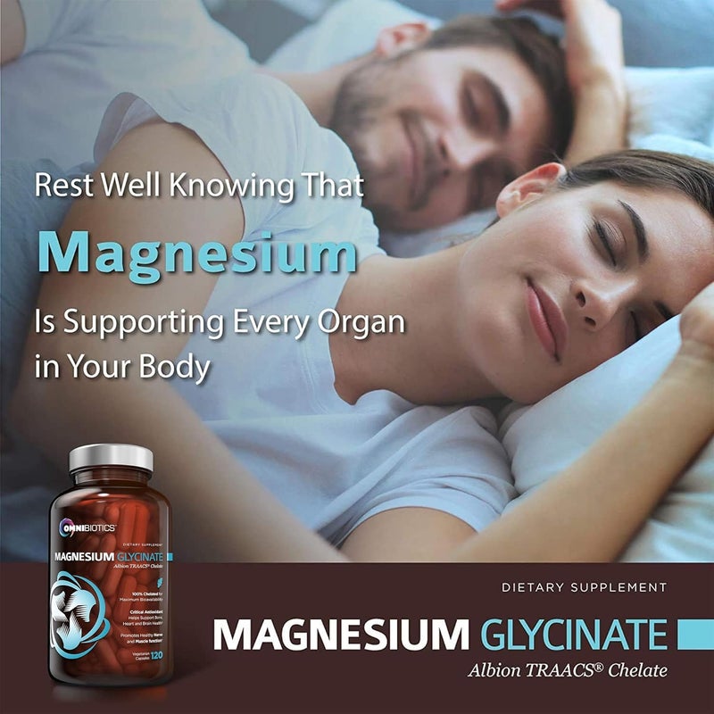 OmniBiotics Magnesium Glycinate 200mg with Superior Absorption  Magnesium Supplement with 100 Pure Albion TRAACS Bisglycinate Chelate for Sleep Heart Health Nerves  Muscles  NonGMO 120 Vegan Capsules - Image 4