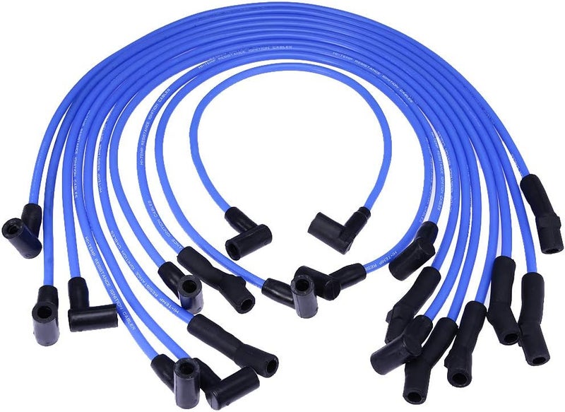 Anxingo New Racing 9mm BLUE Spark Plug Wire Set Ignition Wire Set Replacement for Ford F-150 F150 Mustang 5.0L 5.8L, SBF 302 - Image 4