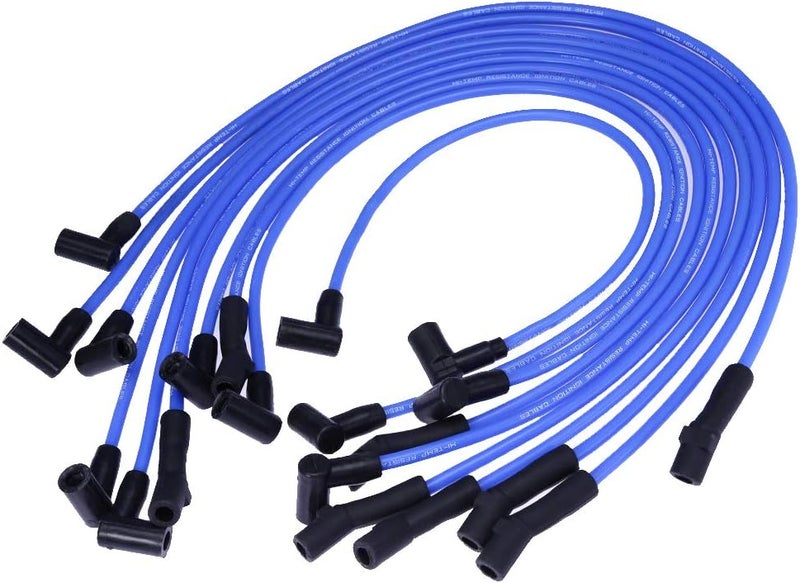 Anxingo New Racing 9mm BLUE Spark Plug Wire Set Ignition Wire Set Replacement for Ford F-150 F150 Mustang 5.0L 5.8L, SBF 302 - Image 2