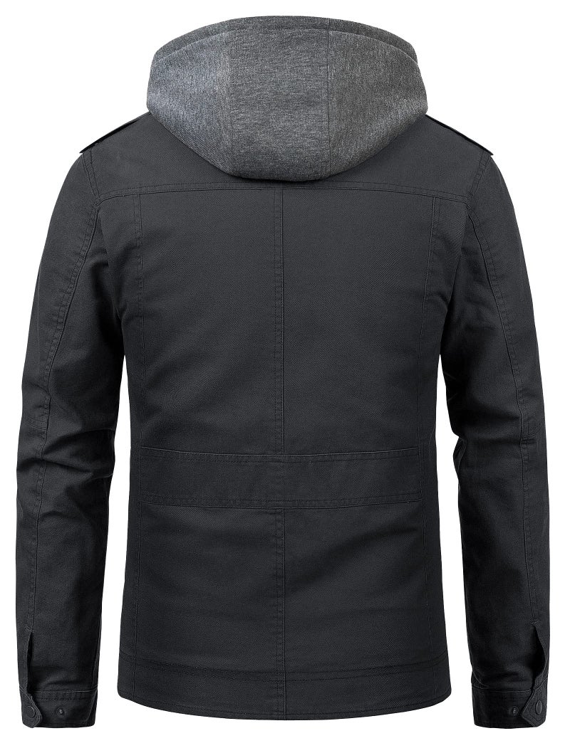 Pursky Men's Military Utility Jacket Outdoor Lightweight Cotton fashion Bomber Coat Grey 2XL - Image 3