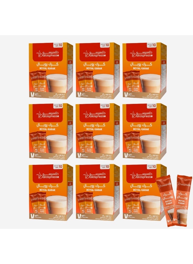 Dallaspresso Royal Karak Tea Sachets Pack of 9 – Cardamom & Saffron Flavoured Premium Karak Tea - Image 1