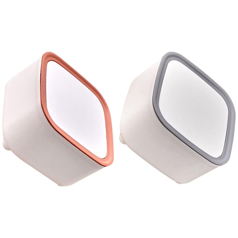 2Pcs Pink And Gray Cartoon Shaped Small Wastebasket With Lid For Office Bedroom Desktop - Image 2