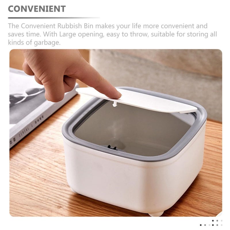 2Pcs Pink And Gray Cartoon Shaped Small Wastebasket With Lid For Office Bedroom Desktop - Image 4