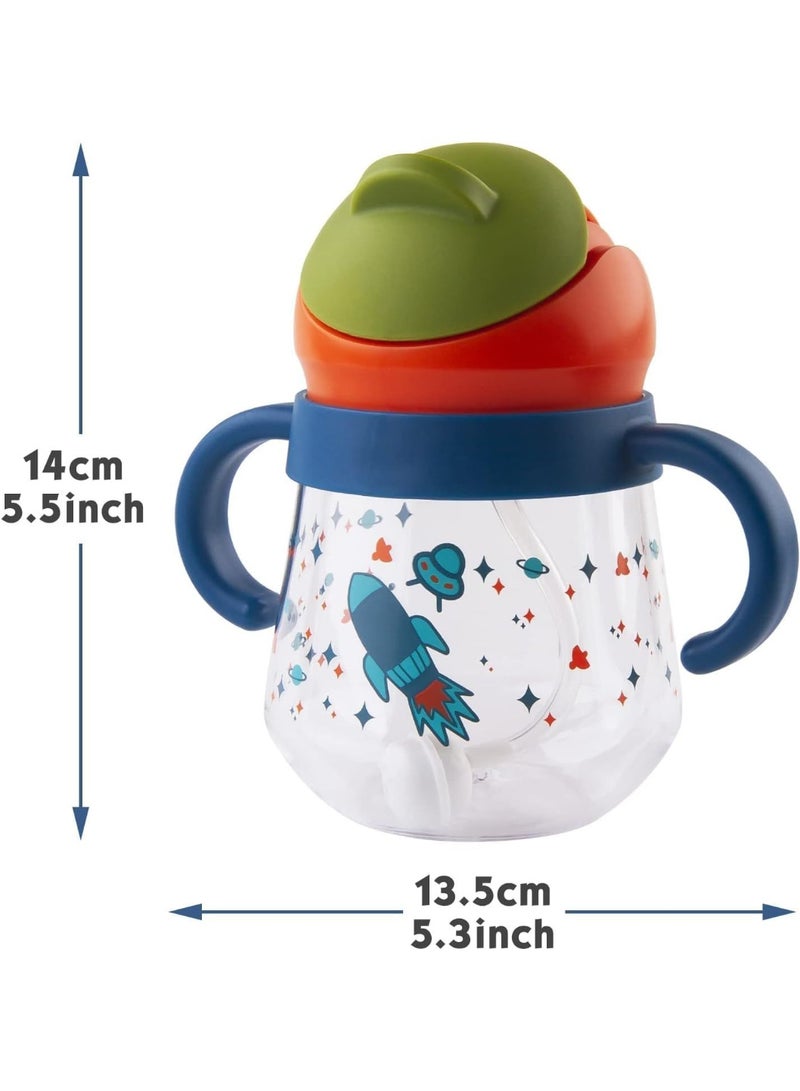 Gonice Sippy Cup for Baby, Sippy Cup for Baby 6-12 Months, Weighted Straw Non Spill Cup for Toddlers, Baby Straw Cup with Handles, Spill-Proof, Leak-Proof Soft Spout Cup 260ml, BPA Free (Blue) - Image 3