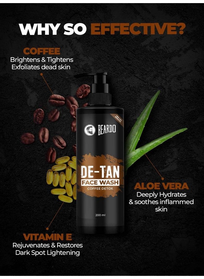 BEARDO Detan Face Wash For Men 200Ml | Coffee Facewash Aloe Vera Vitamin E | Helps To Reduce Tan | Exfoliates & Hydrates For Smooth & Oil Free Skin - Image 4