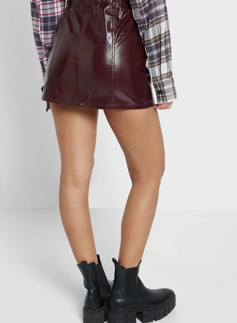 Topshop Petite Zip Detail Mini Skirt