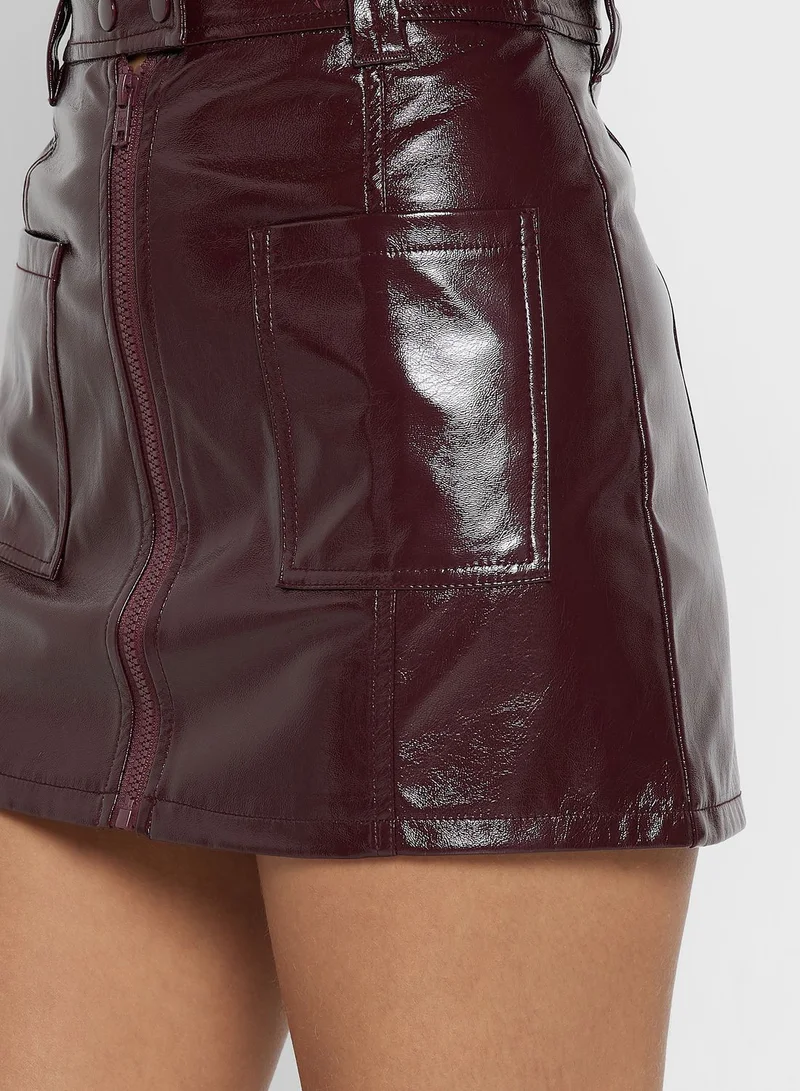 Topshop Petite Zip Detail Mini Skirt