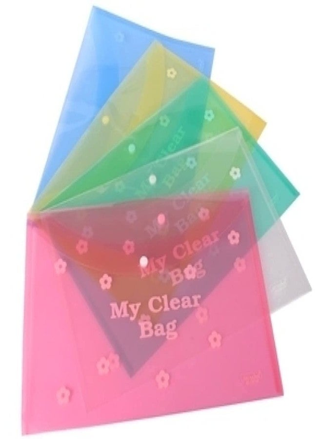 Shining Zon Envelope Flower Design Document Certificates File Folder Storage Case Snap Button Folder Plastic Container for A4, FS Legal Size Papers Stationery - Pack of 20 - Image 1