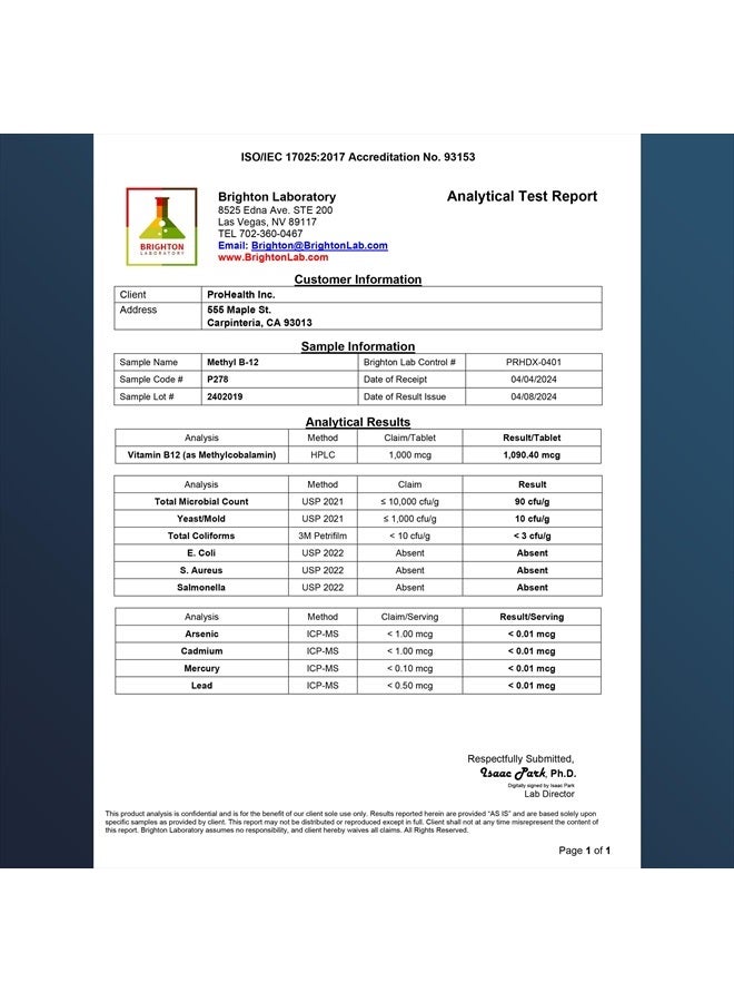 ProHealth Methyl B-12 Methylcobalamin (1000 mcg, 60 sublingual Tablets) (Vitamin B-12) - Image 4