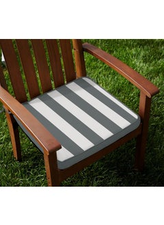 Lushomes Lushomes Grey Square Striped Foam Chairpad with Top Zipper and 4 Strings (2 pcs) (Size: 16''x16'')  - Image 1