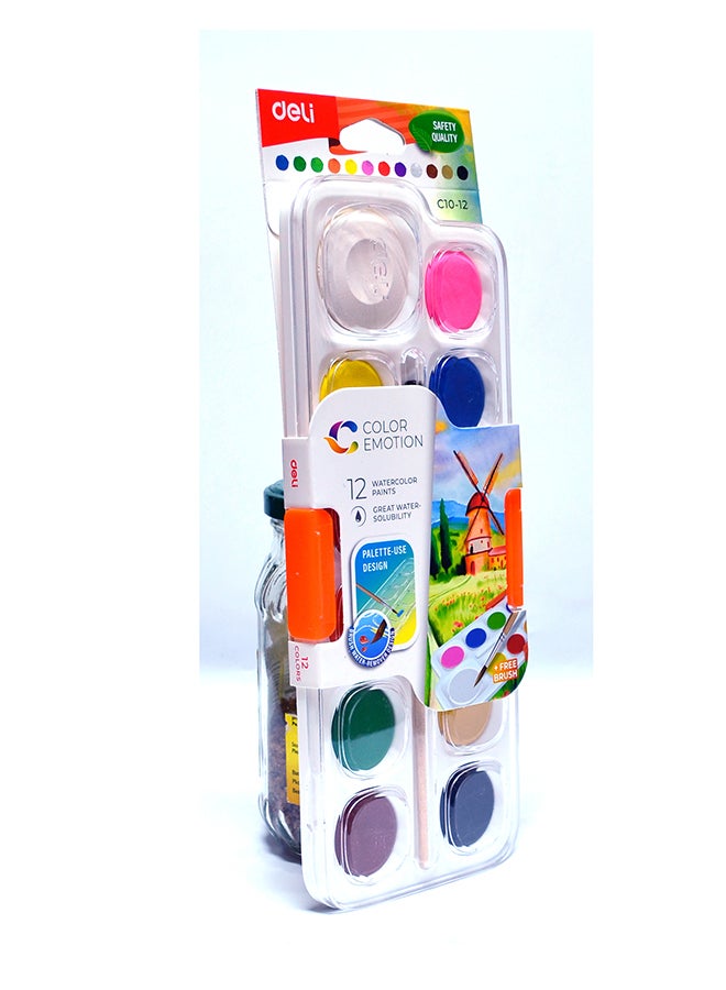 Deli Water Color Painting 12 Colors 28Mm, White Color 40Mm C10-12 - Image 2
