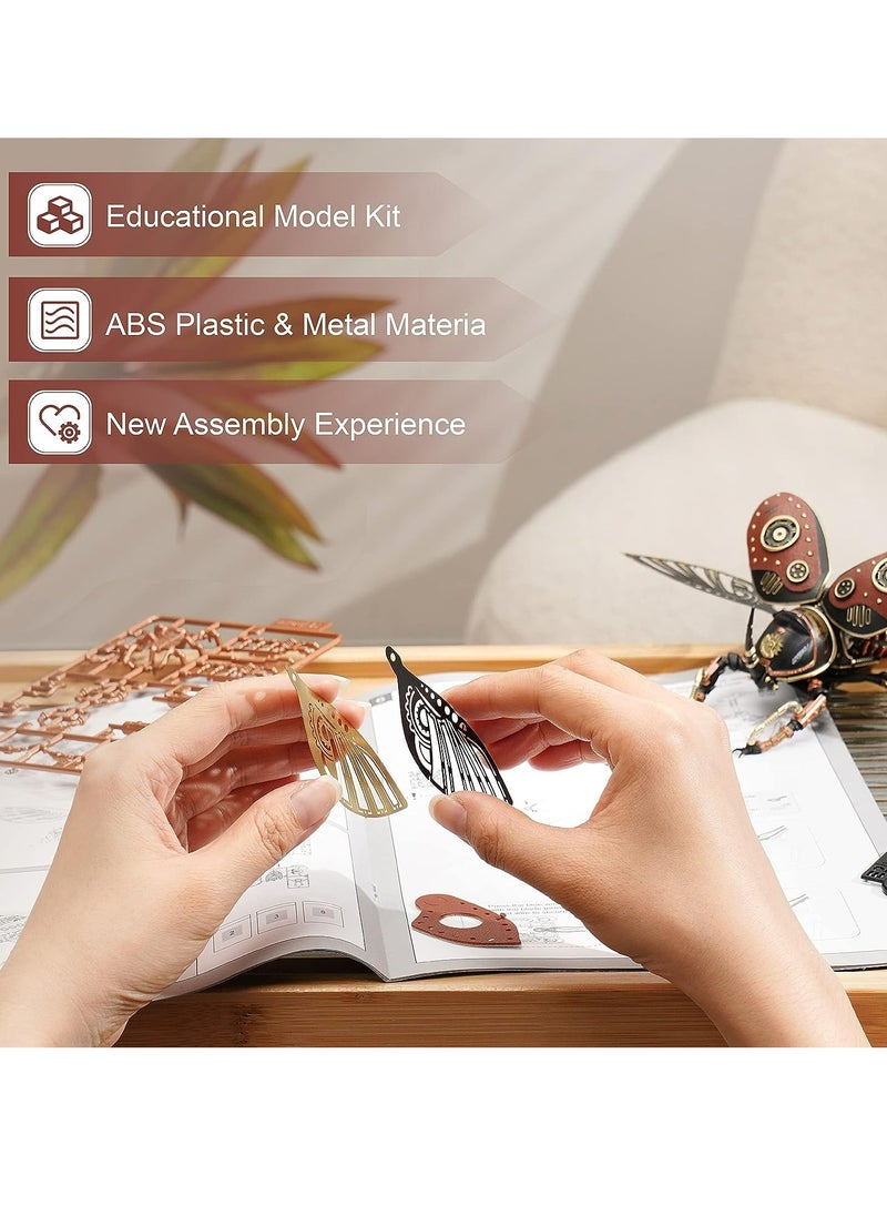Robotime - ROKR Rhinoceros Beetle Model DIY 3D Puzzle MI01, Assembly Brain Teaser 3D Wooden Puzzle DIY Build Model Crafts Kits, Unique Gifts and Home Decor for Teens or Adults - Image 1