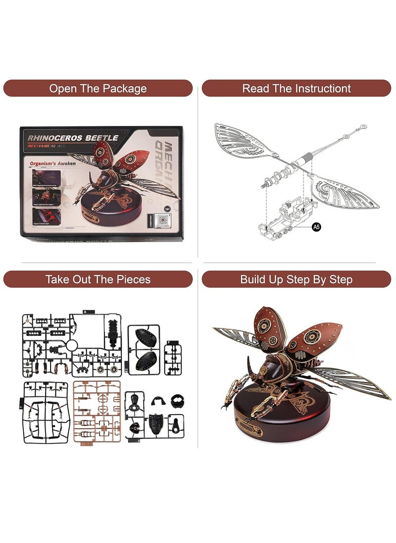 Robotime - ROKR Rhinoceros Beetle Model DIY 3D Puzzle MI01, Assembly Brain Teaser 3D Wooden Puzzle DIY Build Model Crafts Kits, Unique Gifts and Home Decor for Teens or Adults - Image 1