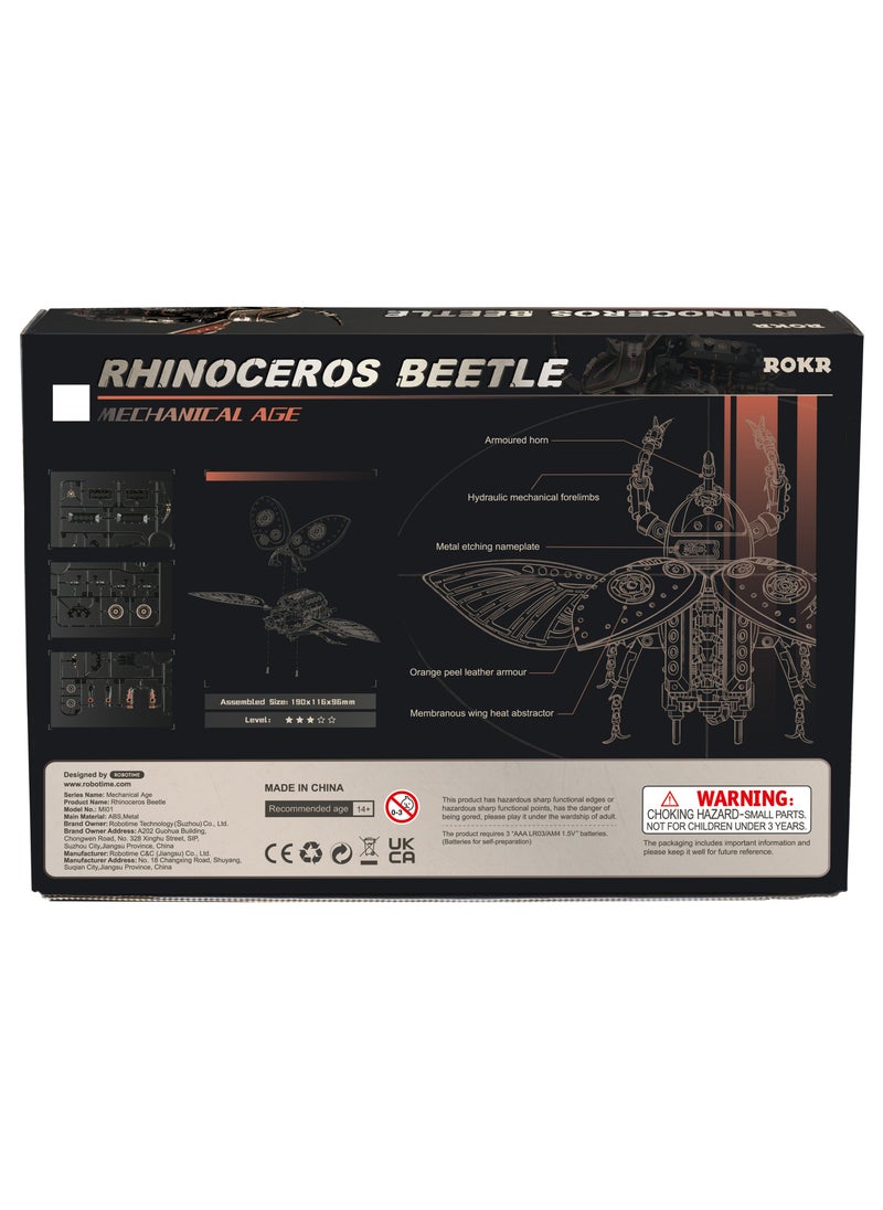 Robotime - ROKR Rhinoceros Beetle Model DIY 3D Puzzle MI01, Assembly Brain Teaser 3D Wooden Puzzle DIY Build Model Crafts Kits, Unique Gifts and Home Decor for Teens or Adults - Image 1