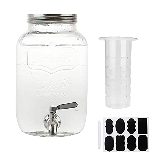 Encheng Beverage Dispenser Mason Jar with Lid Leak free 1 Gallon, Entertainment Glassware for Water, Juice, Cold Drinks & More - Image 1