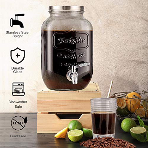 Encheng Beverage Dispenser Mason Jar with Lid Leak free 1 Gallon, Entertainment Glassware for Water, Juice, Cold Drinks & More - Image 4