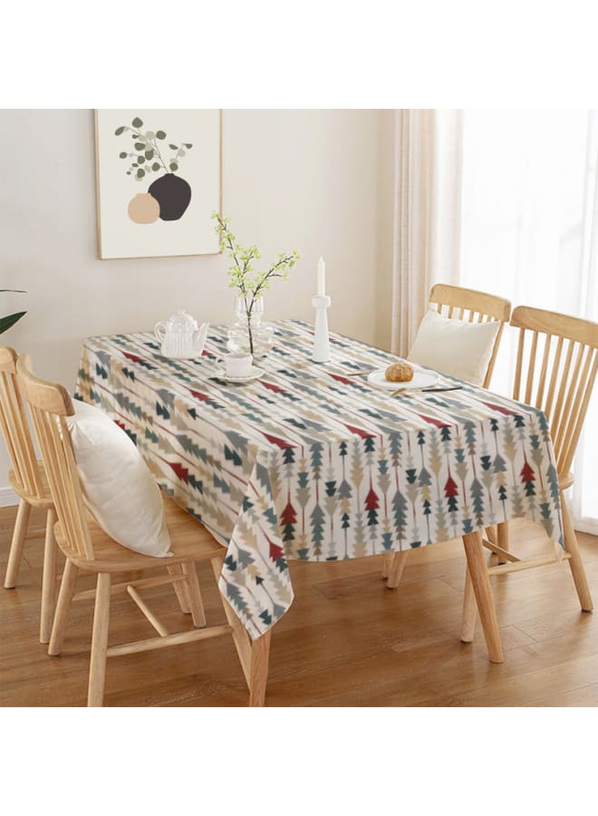 Intex Curtains House Intex Home Sofia Elegance Rectangular Tablecloth – Luxurious Linen Velvet Fabric – Perfect for home décor , Dining Tables, and Special Occasions- single piece burgendy x biege x grey -  130 x 190 cm - Image 1