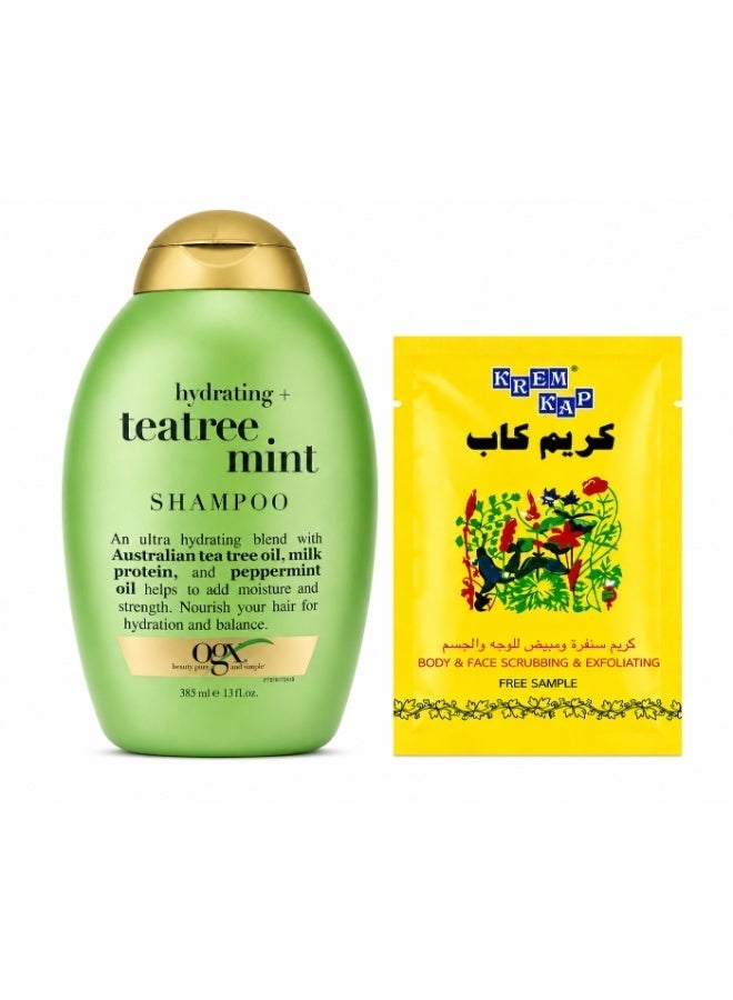 Ogx Moisturizing Shampoo with Tree Oil and Peppermint - Sulfate Free - 385 ml + Free 10 ml Cream Cap Sachet - Image 2