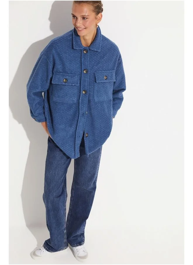 جون June Exclusive Oversize Shirt Indigo