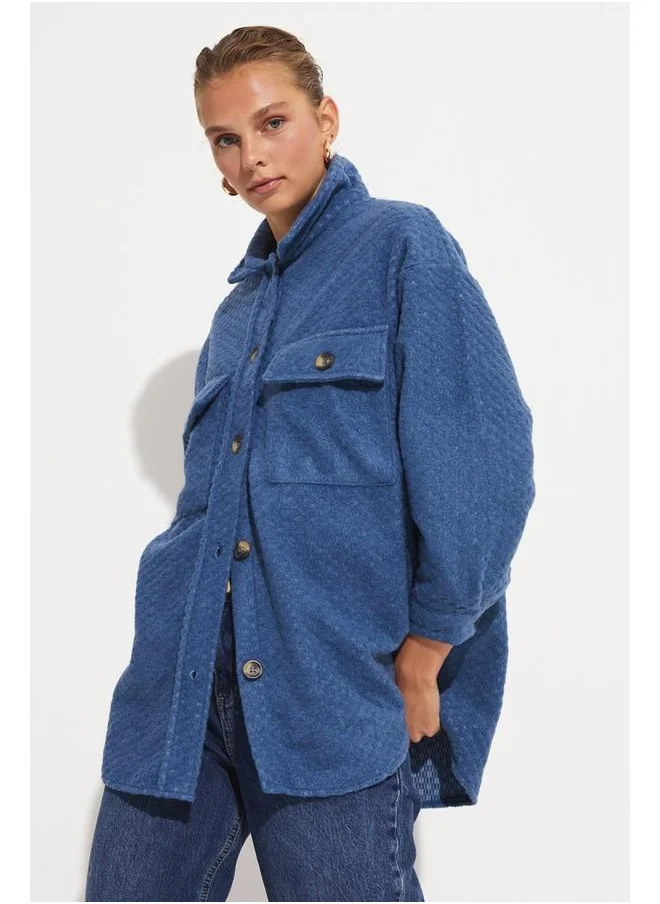 جون June Exclusive Oversize Shirt Indigo