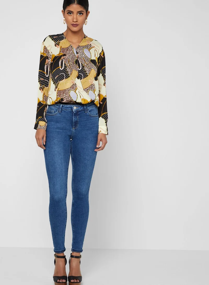 ELLA Mixed Print Wrap Front Body
