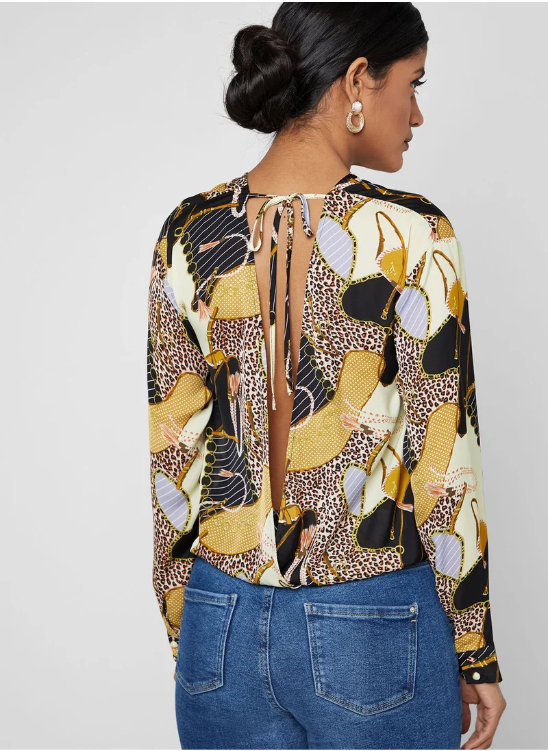 ELLA Mixed Print Wrap Front Body