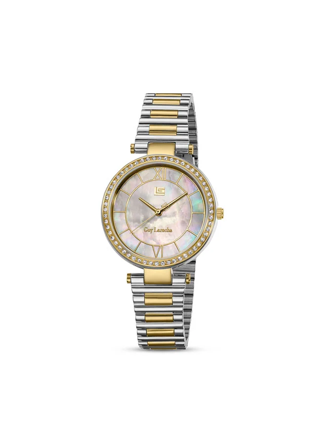 غاي لاروش Violette White Dial Stainless Steel Bracelet Analog Watch for Women, 34mm