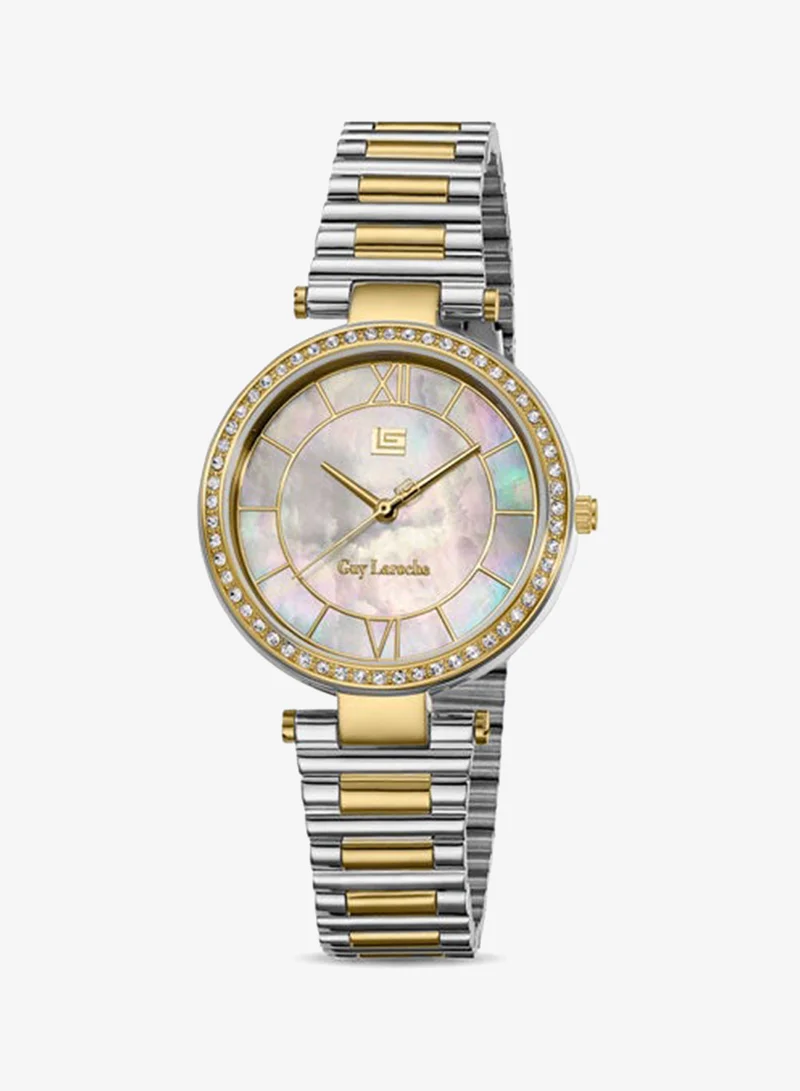 غاي لاروش Violette White Dial Stainless Steel Bracelet Analog Watch for Women, 34mm