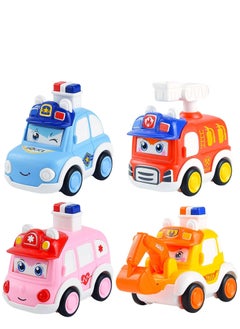 KASTWAVE 4PCS Pull Back Cars Toys are suitable for three-year-old children, Toddler Toy Wind Up Cars，Friction Powered Press Vehicles Infant Birthday Gift for boys and girls.  - Image 1