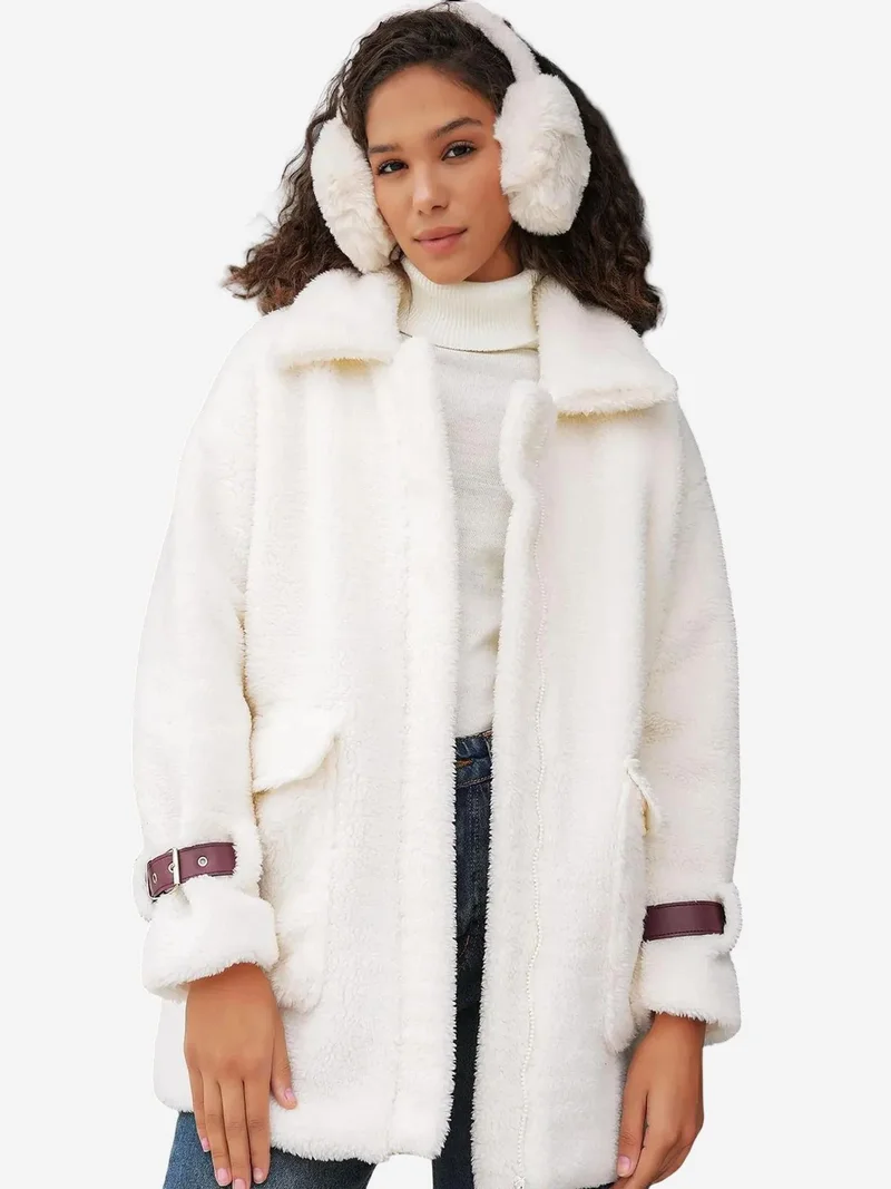 بيغ دارت معطف فراء صناعي فخم كبير الحجم بياقة شال من