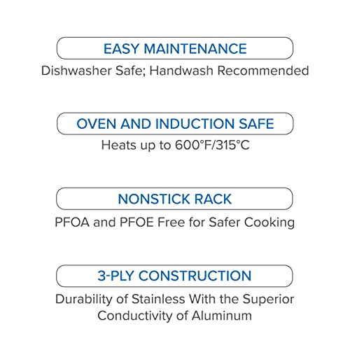 Viking صينية تحميص من الفولاذ المقاوم للصدأ 3 طبقات من فيكنغ مع رف غير لاصق، 16 × 13 بوصة، أدوات مطبخ، رائعة للدجاج، آمنة في غسالة الصحون والفرن، جاهزة للاستخدام مع الحث، فضي - Image 4