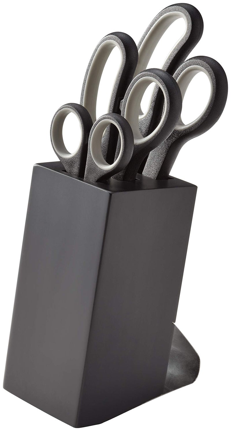 Judge Set of 3 Scissors with Scissor Block Right Handed Scissors with Soft Grip Handles and Stainless Steel Blades 6cm 8cm and 10cm Dishwasher Safe