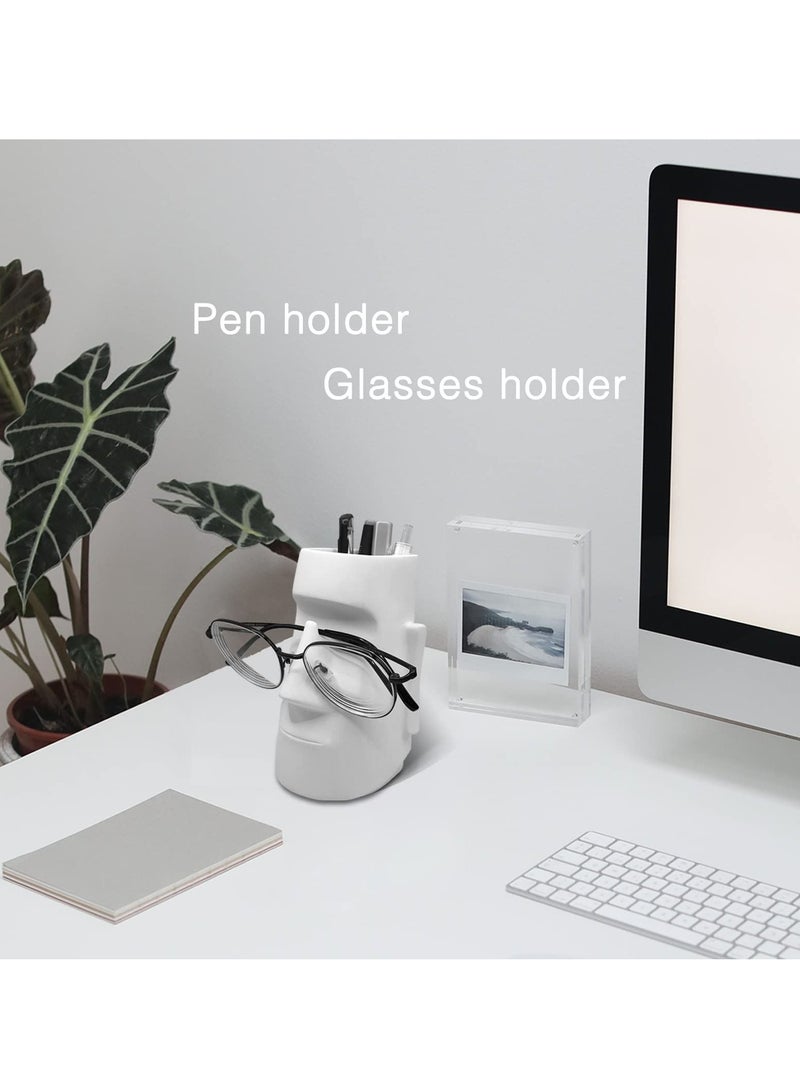 SYOSI Pencil Holder, Simple Modern Style Pencil Holder with Glasses Holder Multifunctional Pencil Holder Makeup Brush Holder for Office Desk/Dressing Table Decor - Image 2