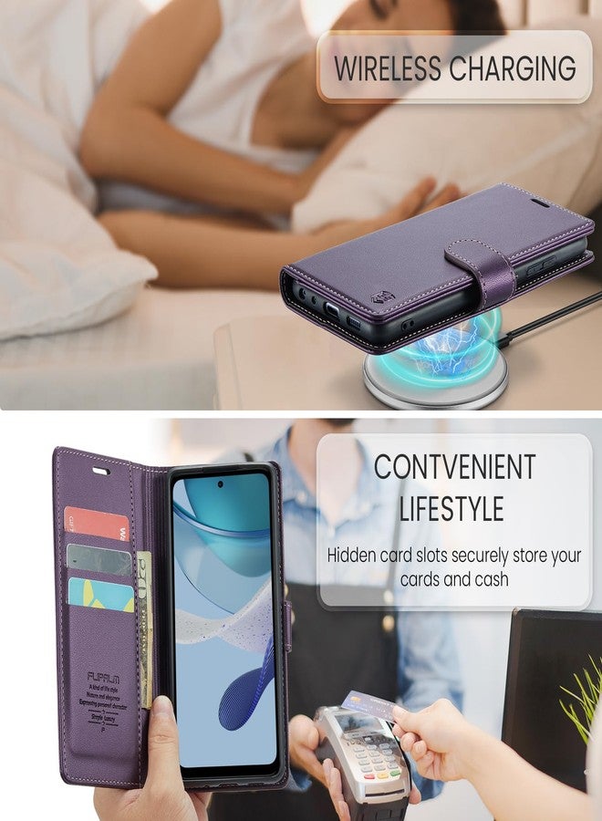 FLIPALM Wallet Case for Moto G 5G 2025, RFID Blocking Credit Card Holder, PU Leather Folio Flip Kickstand Protective Shockproof Cover for Motorola Moto G 5G 2025 (Purple) - Image 4