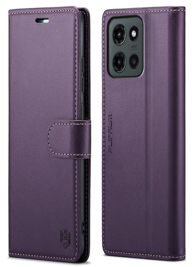 FLIPALM Wallet Case for Moto G 5G 2025, RFID Blocking Credit Card Holder, PU Leather Folio Flip Kickstand Protective Shockproof Cover for Motorola Moto G 5G 2025 (Purple) - Image 1