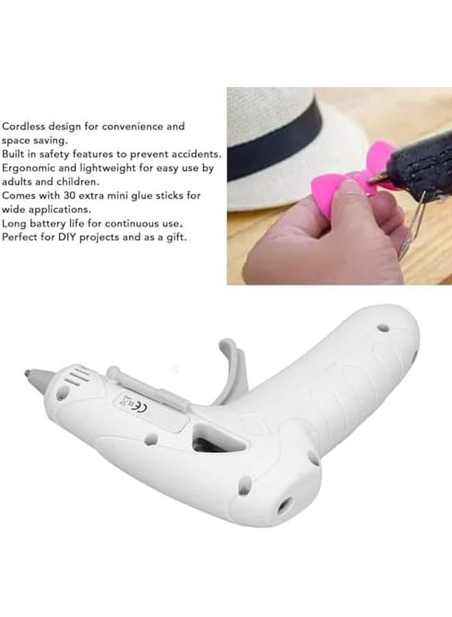 Cordless Mini Hot Glue Gun White Rechargeable with 30 Glue Sticks Safety Stand for DIY Crafts - Image 5