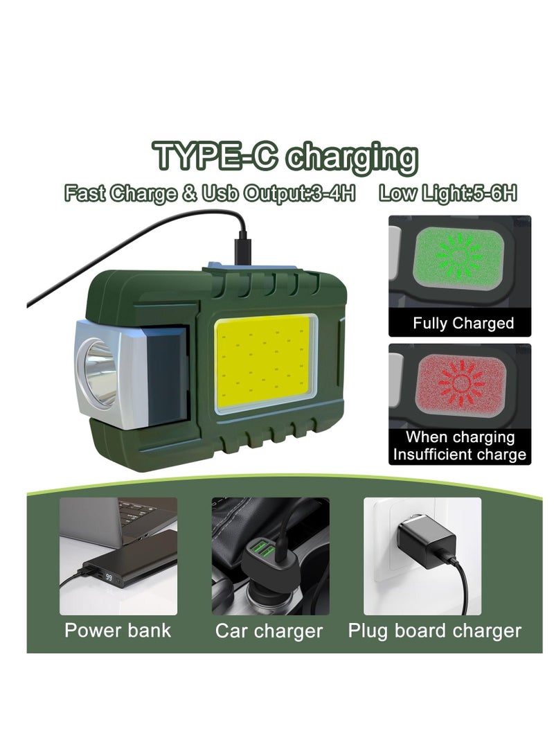 Mini Flashlight 500 Lumens Rechargeable Handheld Flashlights Key Light with 180° Rotatable Headlamps hat clip 6 Modes Waterproof Design for Camping Hiking Running Fishing Walking Green  - Image 2