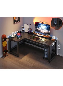 NKX Computer left Corner Desk,for Home Office,Sturdy Writing Workstation, Gaming Desk120X75X80 Cm Brown  - Image 1