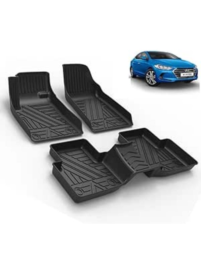 Generic TPE Flexible Rubber Floor Mats - Compatible with Hyundai Elantra AD 2016-2025 - Black - Vehicle Specific Fit - Automotive Accessory - floor mat - Image 1