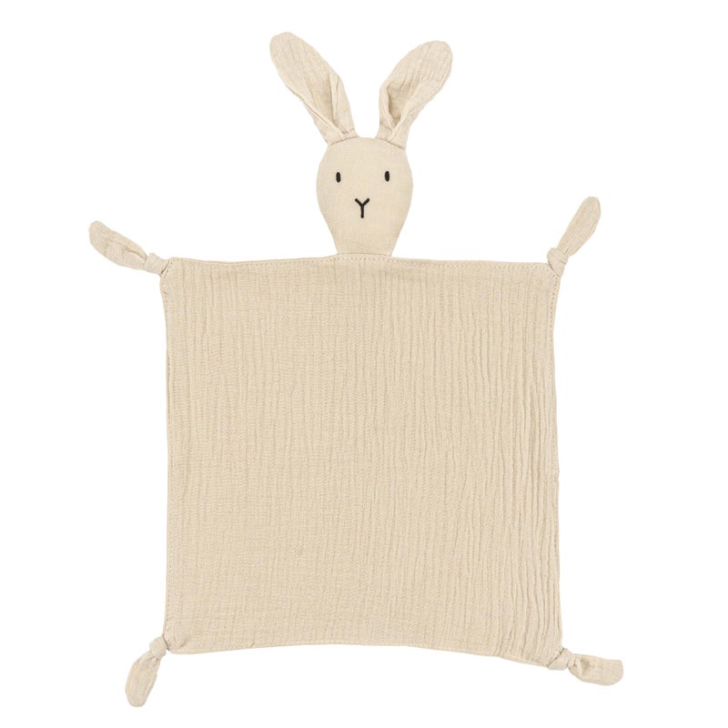 ZIGJOY Bunny Lovey Muslin Cotton Baby Security Blanket Soft Breathable Lovies for Babies Gifts for Newborn Infant Toddler Boys and Girls Khaki